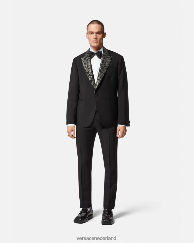 Versace Blazer met studs in baroksilhouet Heren zwart kleding J2T4F41275