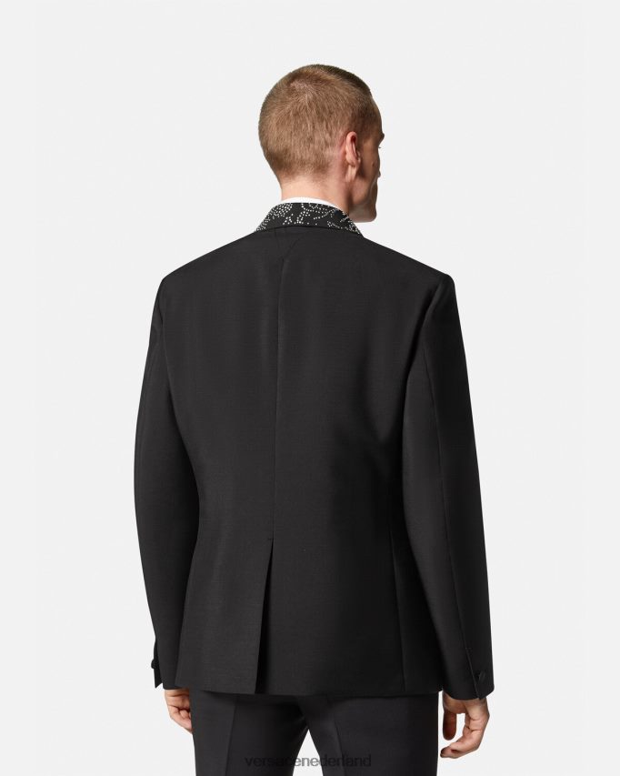 Versace Blazer met studs in baroksilhouet Heren zwart kleding J2T4F41275