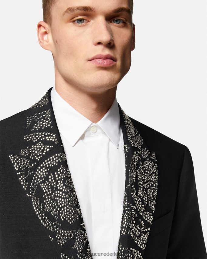 Versace Blazer met studs in baroksilhouet Heren zwart kleding J2T4F41275