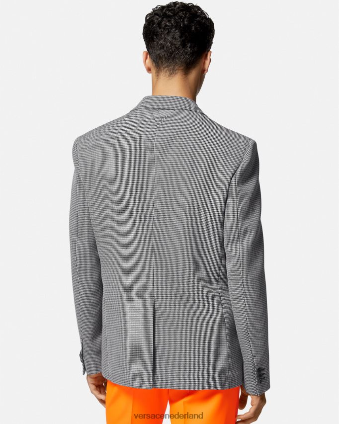 Versace Blazer met varsity-logo en pied-de-poule Heren zwart wit kleding J2T4F41278