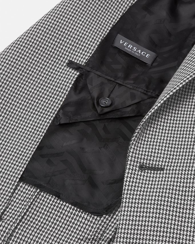 Versace Blazer met varsity-logo en pied-de-poule Heren zwart wit kleding J2T4F41278