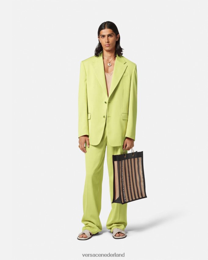 Versace Formele broek met wijde pijpen Heren limoen kleding J2T4F41273
