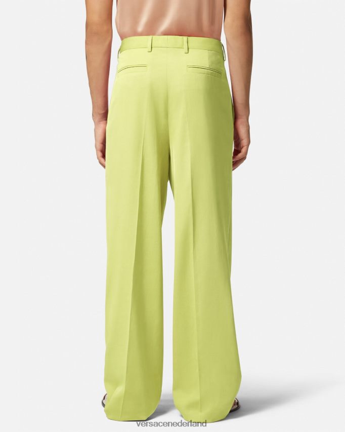 Versace Formele broek met wijde pijpen Heren limoen kleding J2T4F41273