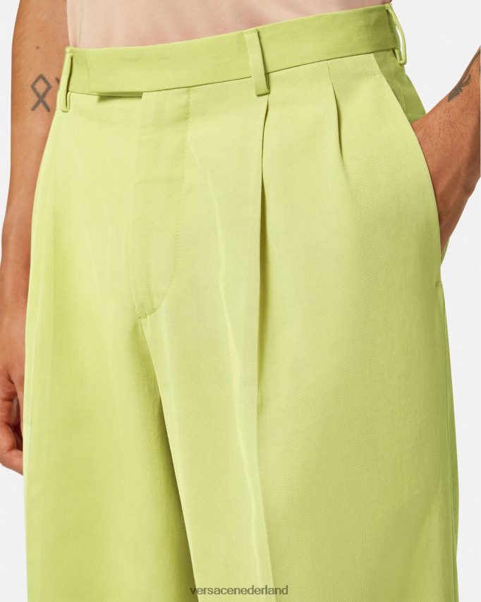 Versace Formele broek met wijde pijpen Heren limoen kleding J2T4F41273