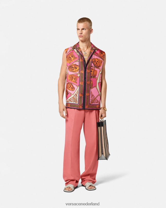 Versace Formele broek met wijde pijpen Heren roze kleding J2T4F41274