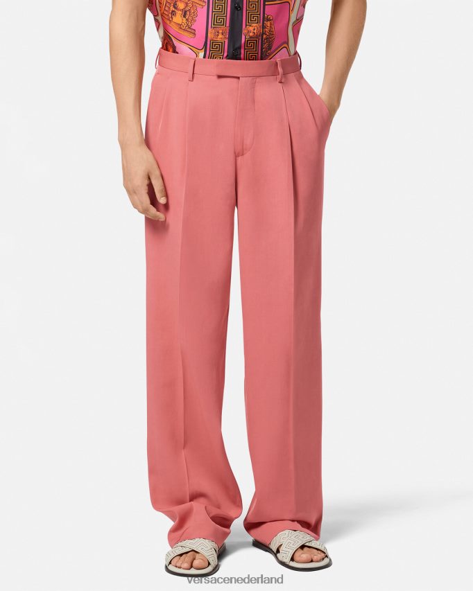 Versace Formele broek met wijde pijpen Heren roze kleding J2T4F41274