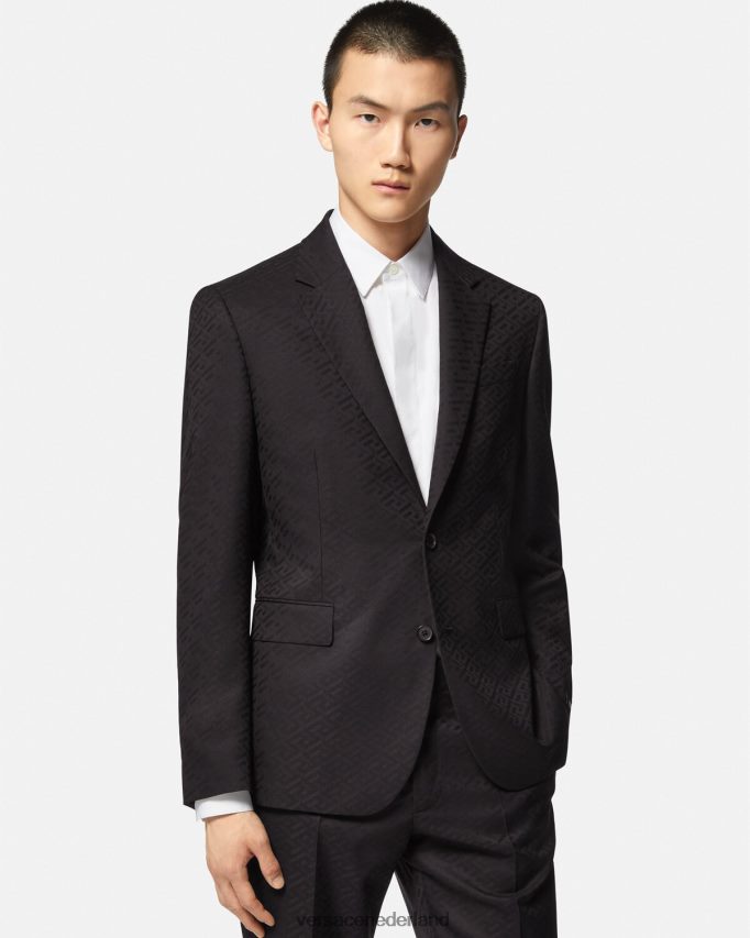 Versace La Greca getailleerde blazer Heren zwart kleding J2T4F41264