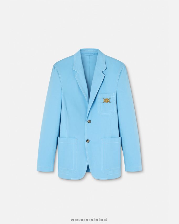Versace Medusa Biggie blazer met enkele rij knopen Heren lichtblauw kleding J2T4F41266