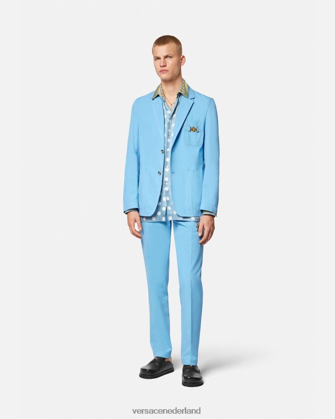 Versace Medusa Biggie blazer met enkele rij knopen Heren lichtblauw kleding J2T4F41266