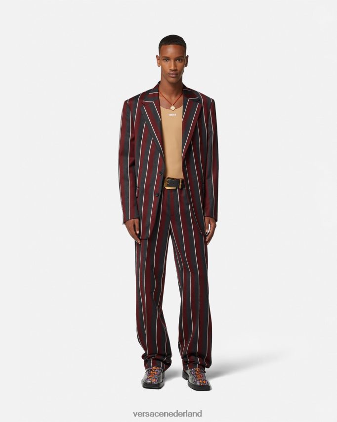 Versace gestreepte wollen broek Heren rood en grijs kleding J2T4F41270