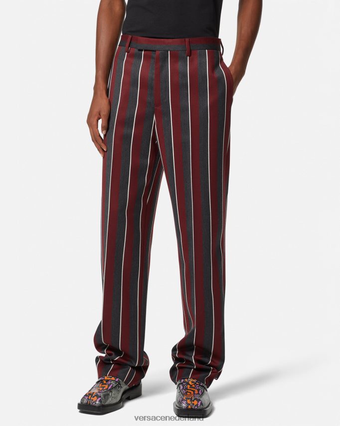 Versace gestreepte wollen broek Heren rood en grijs kleding J2T4F41270
