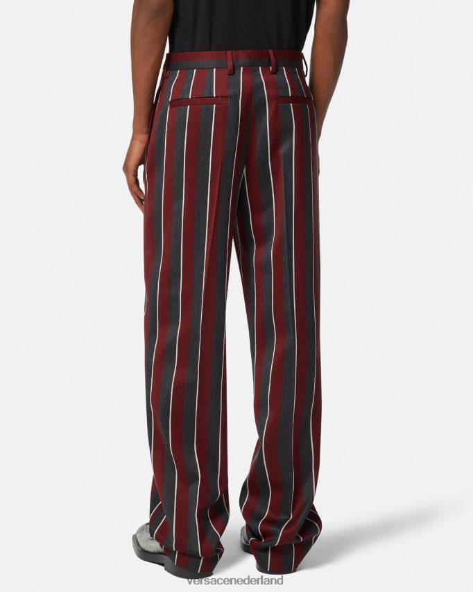 Versace gestreepte wollen broek Heren rood en grijs kleding J2T4F41270