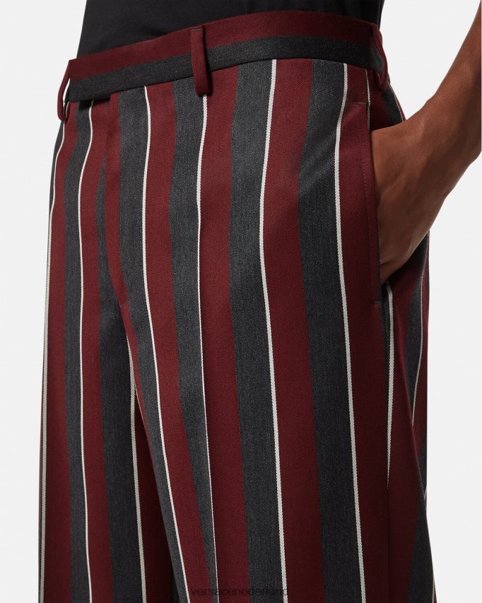 Versace gestreepte wollen broek Heren rood en grijs kleding J2T4F41270