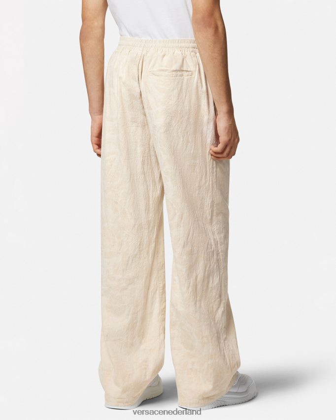 Versace Barocco silhouet chambray broek Heren beige kleding J2T4F41442