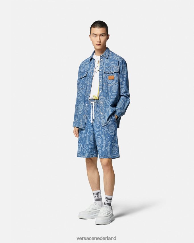Versace Denim short in baroksilhouet Heren blauw & afdrukken kleding J2T4F41449