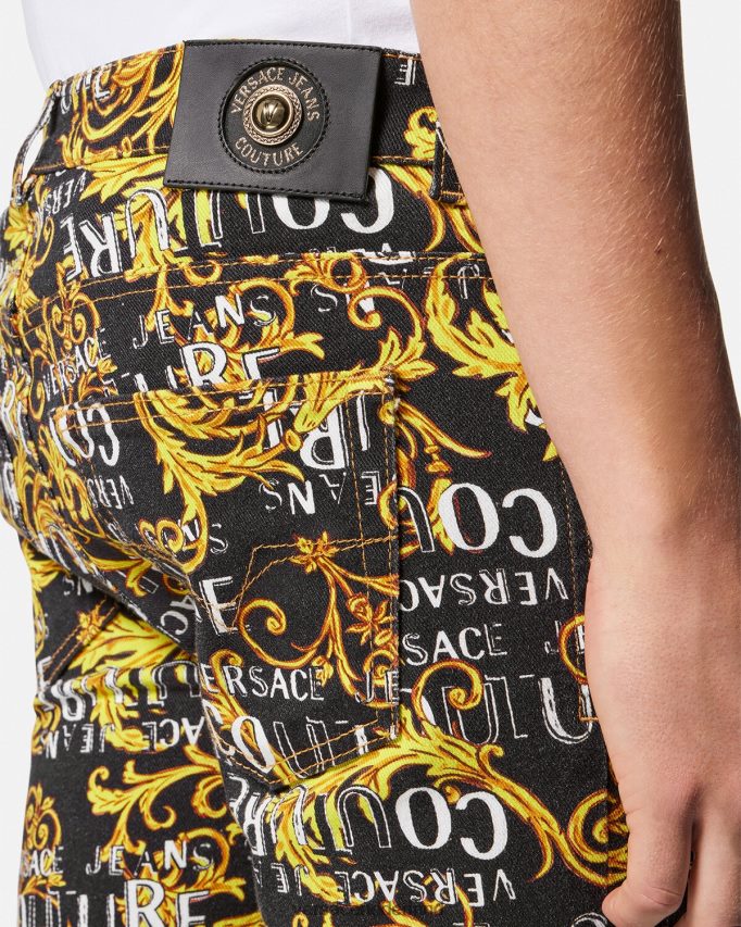 Versace Slim-fit jeans met logocouture Heren zwart goud kleding J2T4F42429