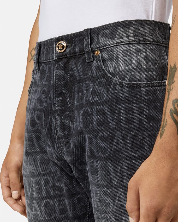 Versace all-over jeans Heren zwart en afdrukken kleding J2T4F41446
