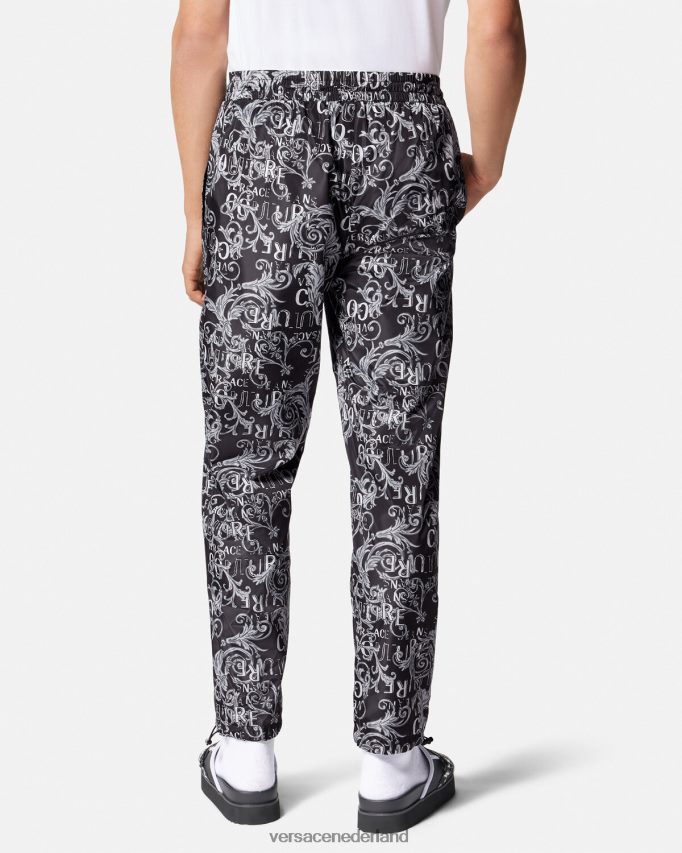 Versace couture broek met trekkoord en logo Heren zwart en afdrukken kleding J2T4F42431