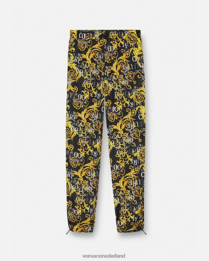 Versace couture broek met trekkoord en logo Heren zwart goud kleding J2T4F42430