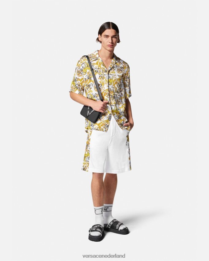 Versace couture sweatshort met logo Heren goud en wit kleding J2T4F42424