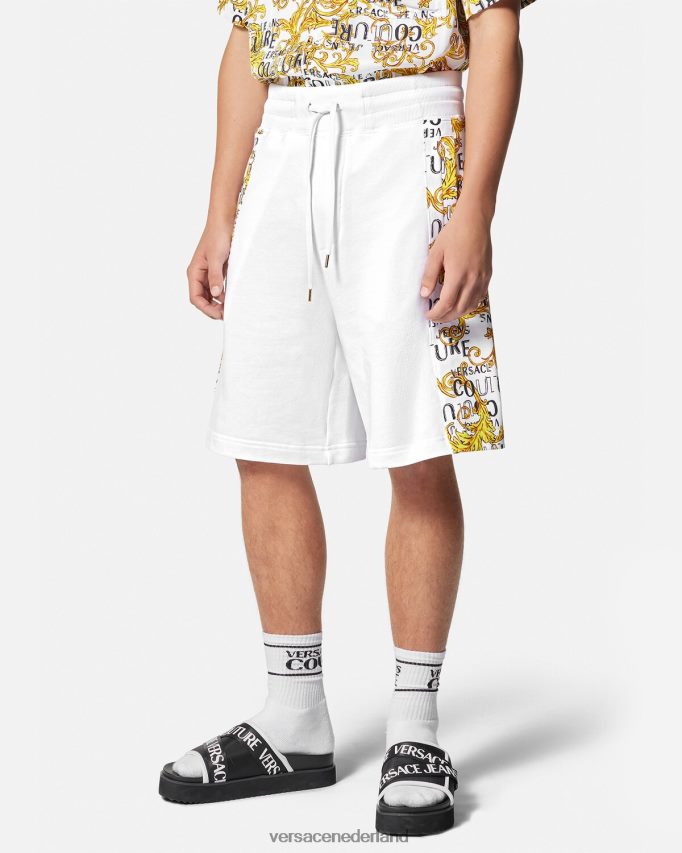 Versace couture sweatshort met logo Heren goud en wit kleding J2T4F42424