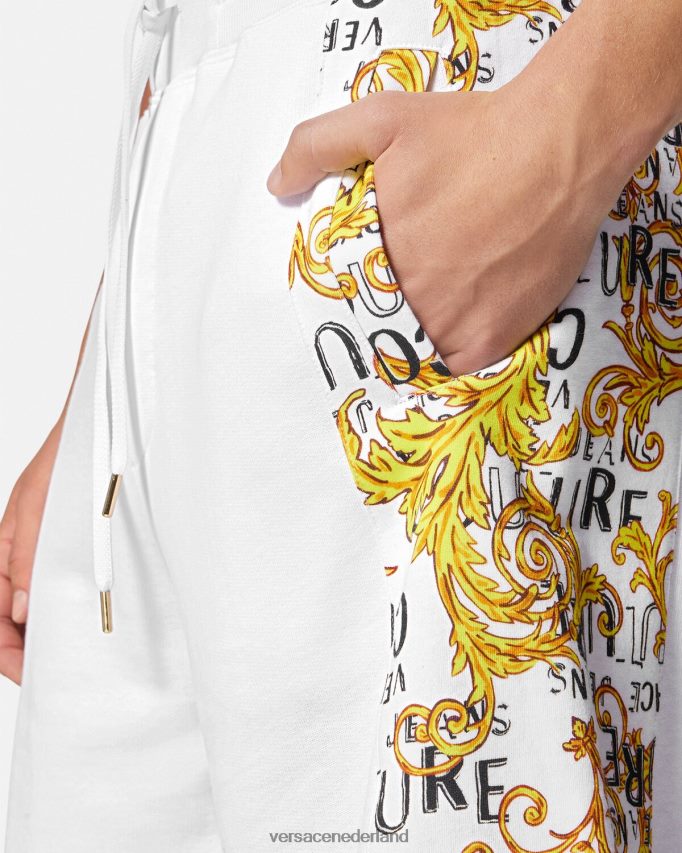 Versace couture sweatshort met logo Heren goud en wit kleding J2T4F42424