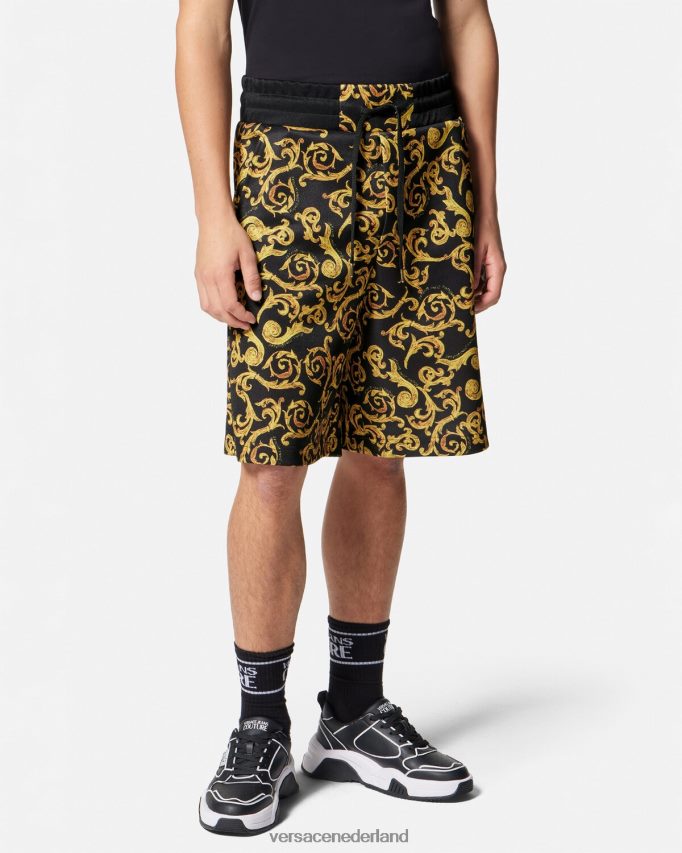Versace schets couture sweatshort Heren zwart goud kleding J2T4F42382