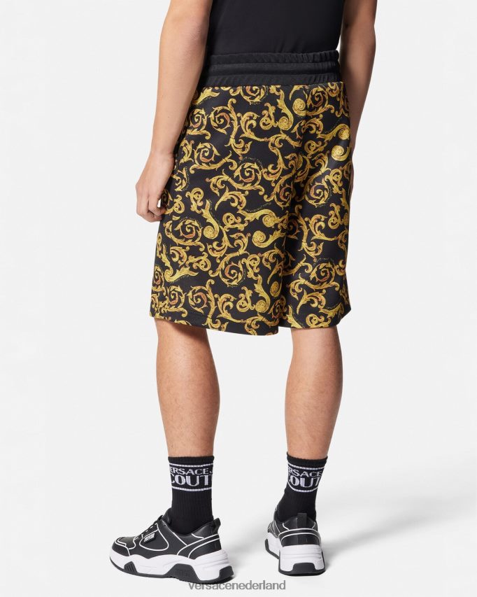 Versace schets couture sweatshort Heren zwart goud kleding J2T4F42382