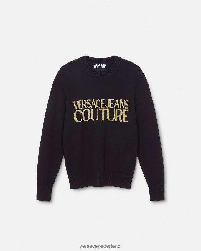 Versace gebreide trui met logo Heren zwart en afdrukken kleding J2T4F42421