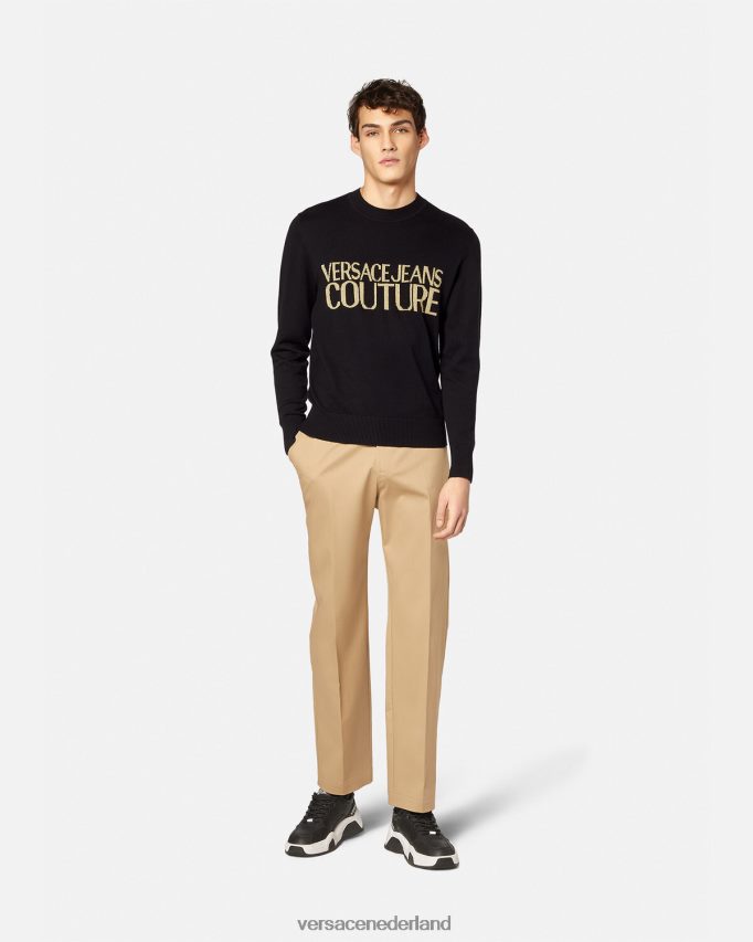Versace gebreide trui met logo Heren zwart en afdrukken kleding J2T4F42421