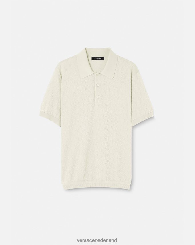Versace la greca gebreid poloshirt met korte mouwen Heren beige kleding J2T4F41329