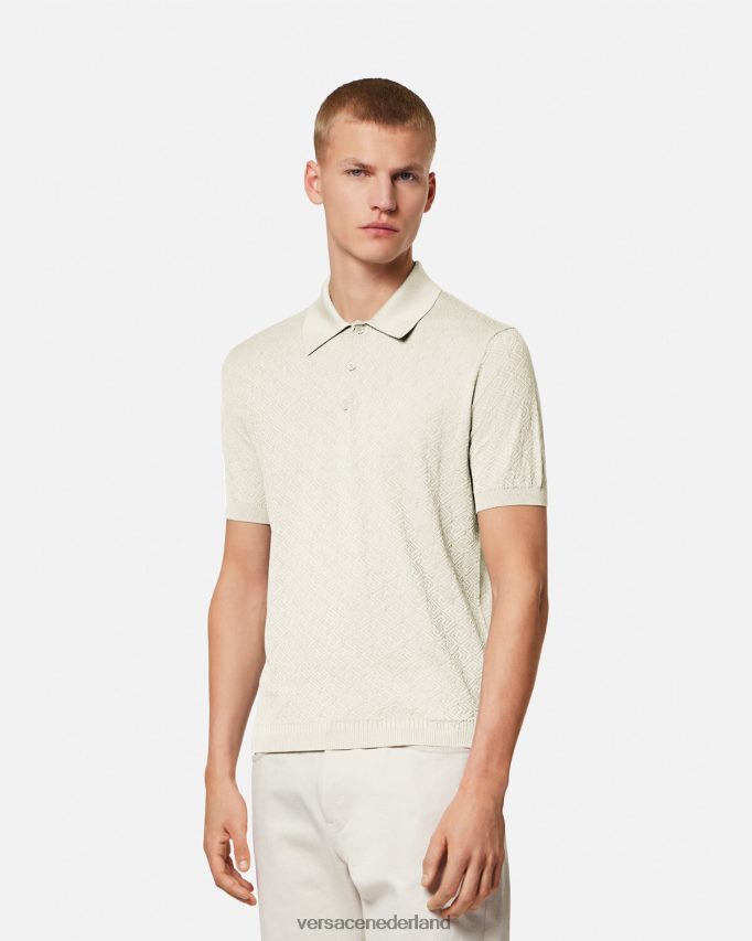 Versace la greca gebreid poloshirt met korte mouwen Heren beige kleding J2T4F41329