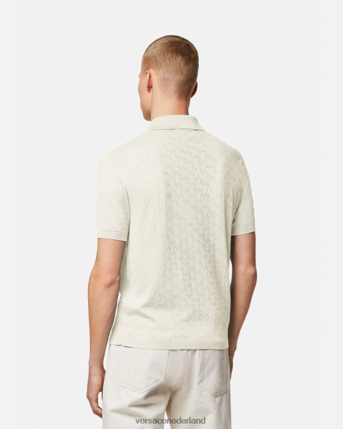 Versace la greca gebreid poloshirt met korte mouwen Heren beige kleding J2T4F41329