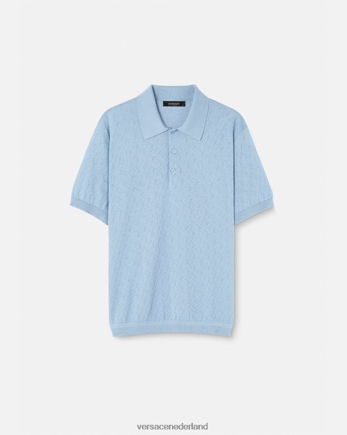 Versace la greca gebreid poloshirt met korte mouwen Heren blauw kleding J2T4F41330