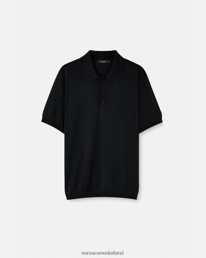 Versace la greca gebreid poloshirt met korte mouwen Heren zwart kleding J2T4F41328