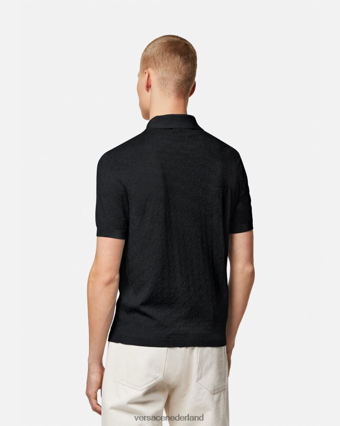 Versace la greca gebreid poloshirt met korte mouwen Heren zwart kleding J2T4F41328