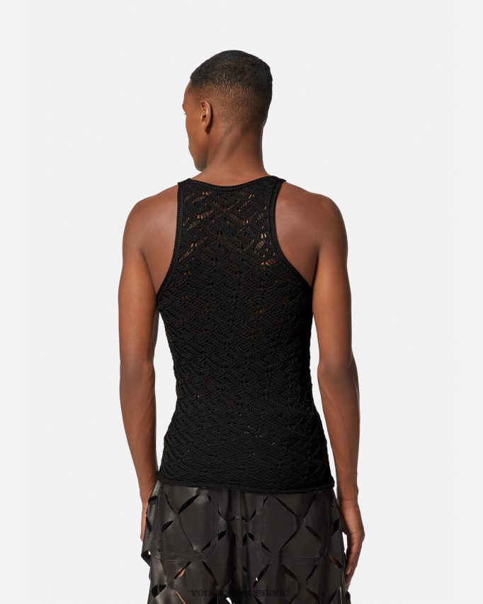 Versace la greca kanten gebreide tanktop Heren zwart kleding J2T4F41340