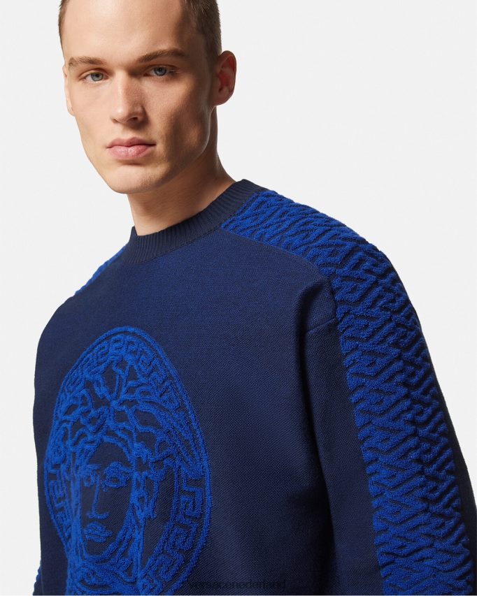 Versace la greca medusa badstof trui Heren blauw kleding J2T4F41338