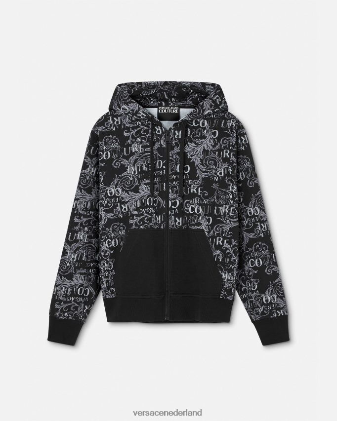 Versace Couture-hoodie met rits en logo Heren zwart kleding J2T4F42405