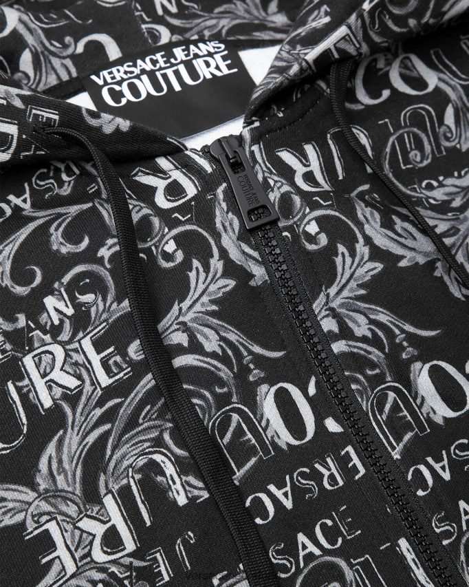 Versace Couture-hoodie met rits en logo Heren zwart kleding J2T4F42405
