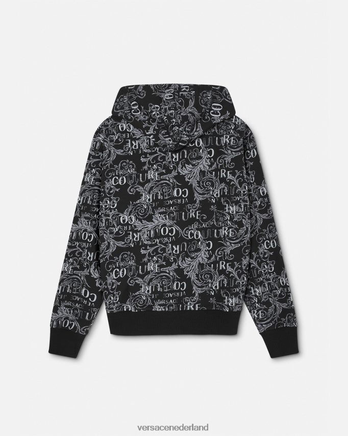 Versace Couture-hoodie met rits en logo Heren zwart kleding J2T4F42405