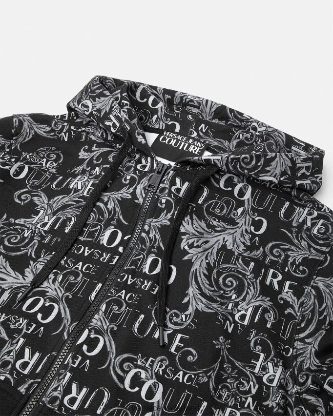 Versace Couture-hoodie met rits en logo Heren zwart kleding J2T4F42405