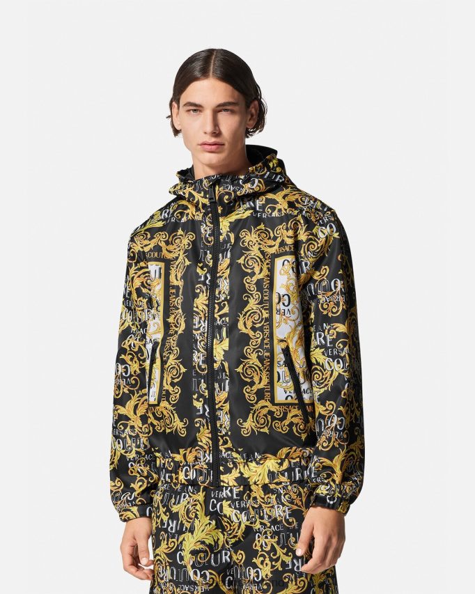 Versace Couture windjack met logo Heren zwart en afdrukken kleding J2T4F42414