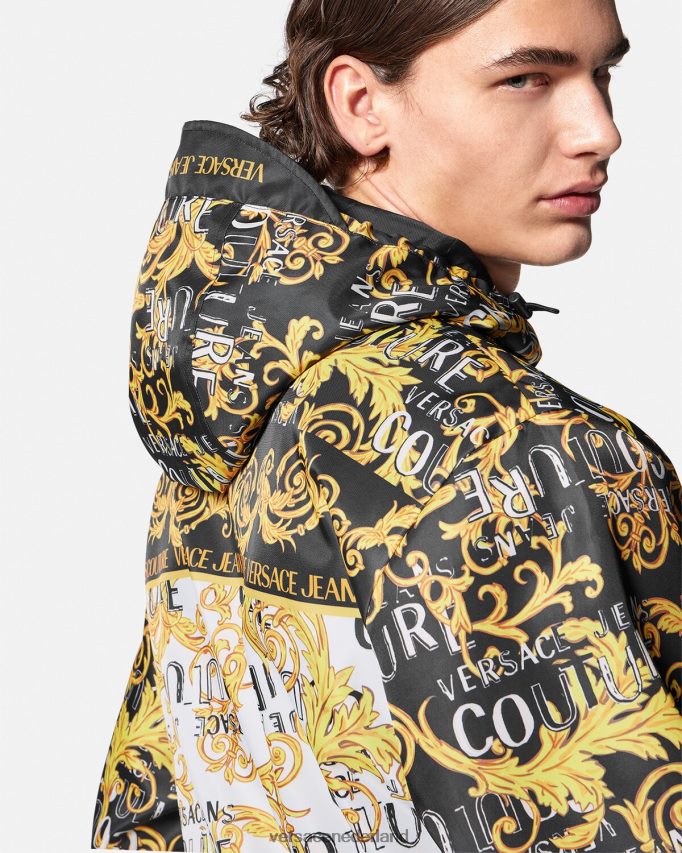 Versace Couture windjack met logo Heren zwart en afdrukken kleding J2T4F42414