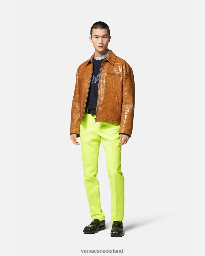 Versace Leren blousonjack met krokodilleneffect Heren oranje kleding J2T4F41255