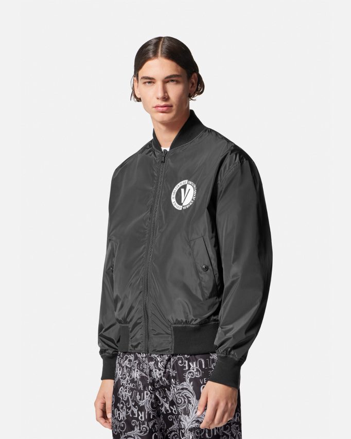 Versace Omkeerbaar couture-jack met logo Heren zwart en afdrukken kleding J2T4F42415
