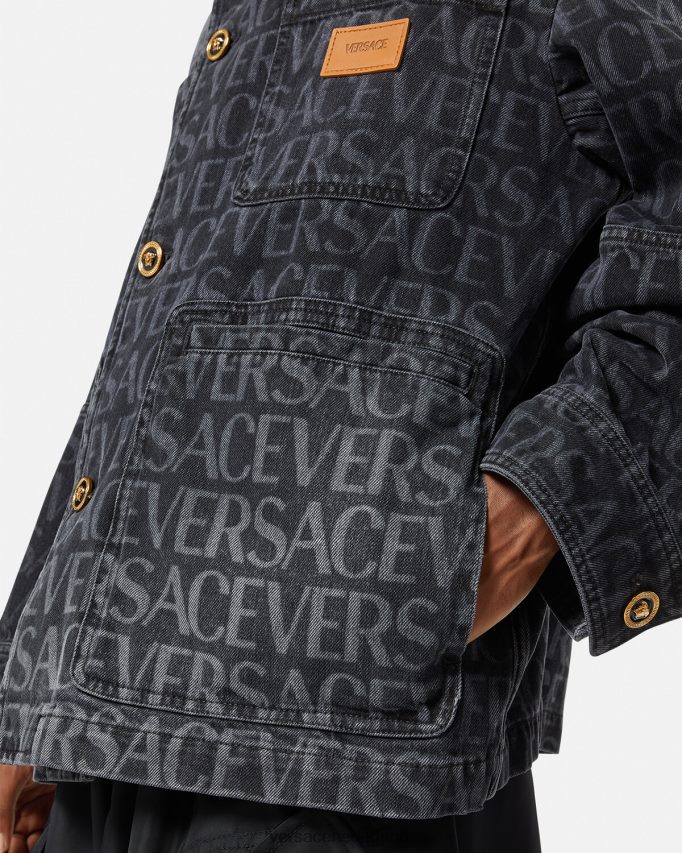 Versace all-over spijkerjasje Heren zwart en afdrukken kleding J2T4F41224