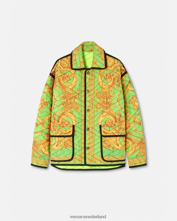 Versace barocco 660 gewatteerd blousonjack Heren goud en groen kleding J2T4F41242
