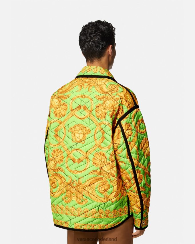 Versace barocco 660 gewatteerd blousonjack Heren goud en groen kleding J2T4F41242