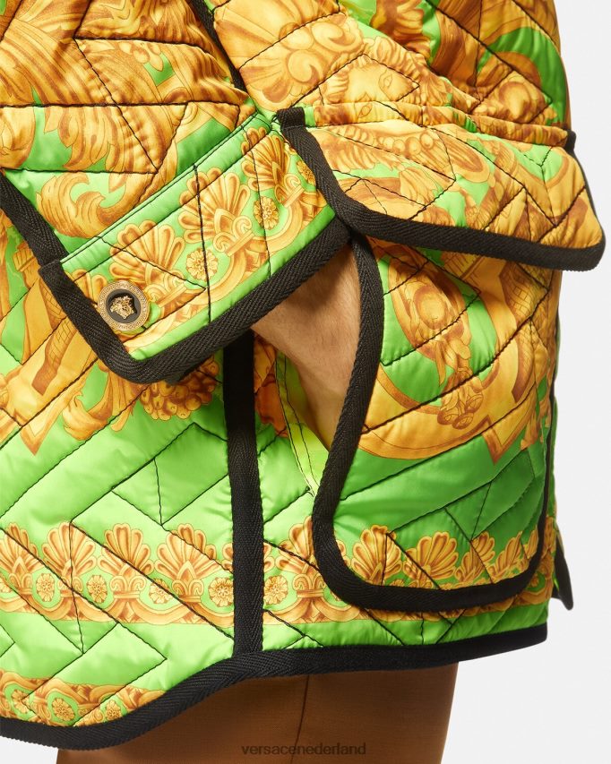 Versace barocco 660 gewatteerd blousonjack Heren goud en groen kleding J2T4F41242